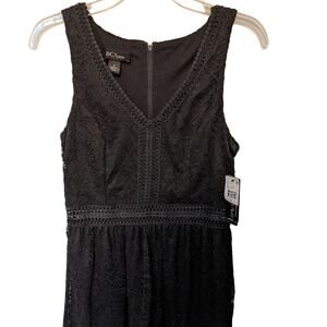 NWT BCX Black Dress Lace Overlay Open Waist